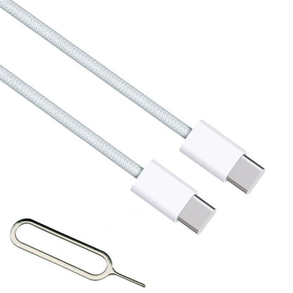 Apple 1M 60W USB-C to USB-C Woven White Apple A2795 with SIM Eject Tool Cable FoneFunShop