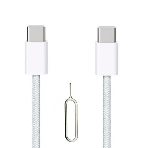 Apple 1M 60W USB-C to USB-C Woven White Apple A2795 with SIM Eject Tool Cable FoneFunShop