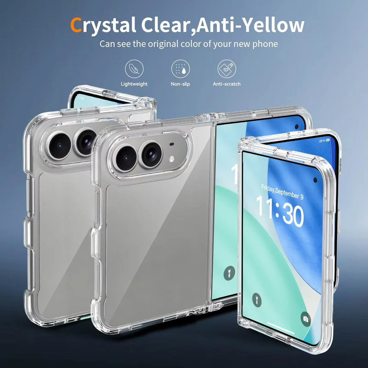 Clear Case For iPhone Duo Magnetic Charging Front and Back Clamshell Case Cover FoneFunShop