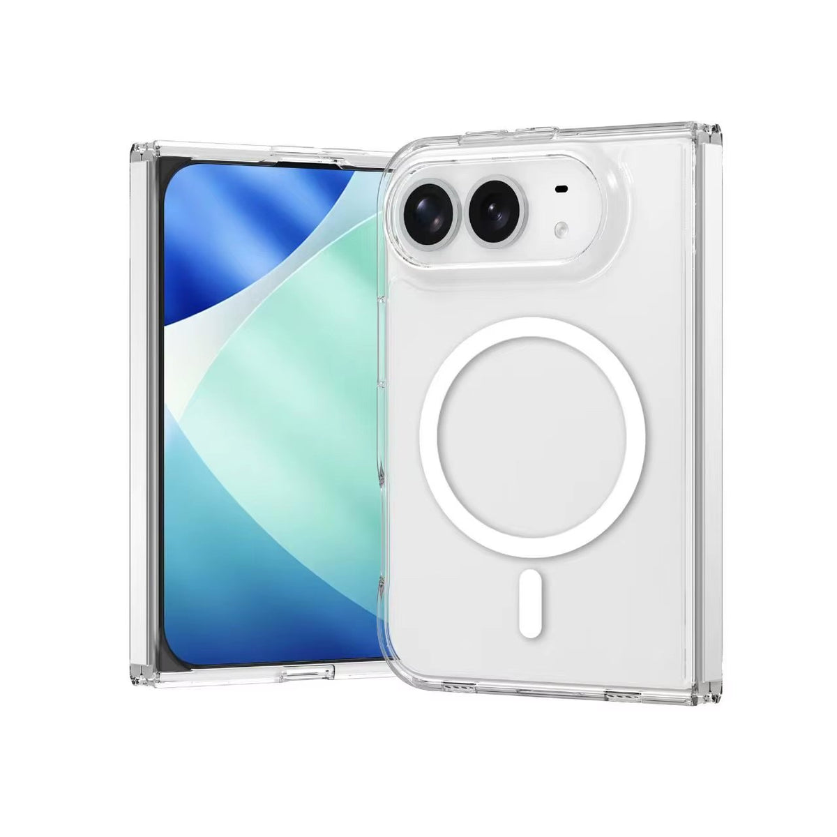 Clear Case For iPhone Duo Magnetic Charging Front and Back Clamshell Case Cover FoneFunShop