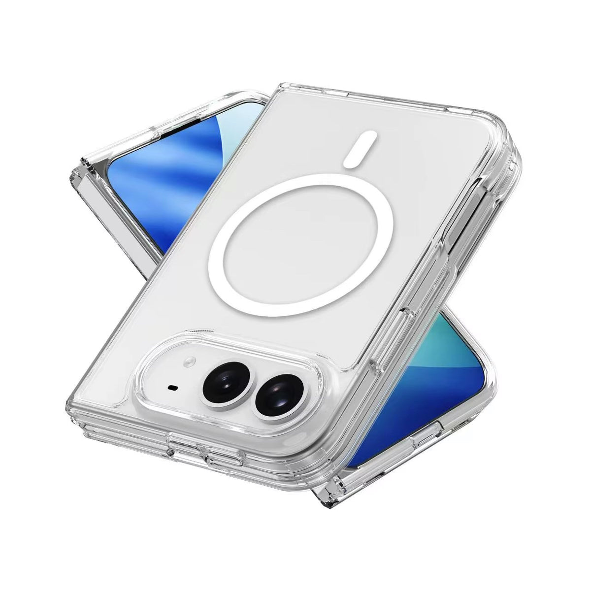 Clear Case For iPhone Duo Magnetic Charging Front and Back Clamshell Case Cover FoneFunShop