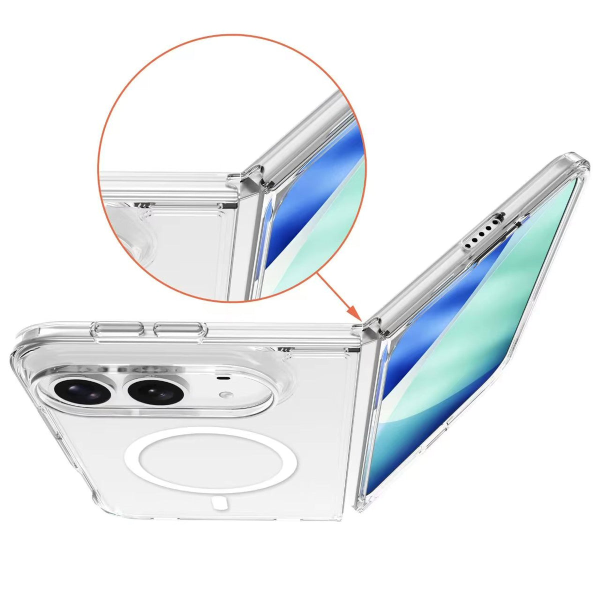 Clear Case For iPhone Duo Magnetic Charging Front and Back Clamshell Case Cover FoneFunShop