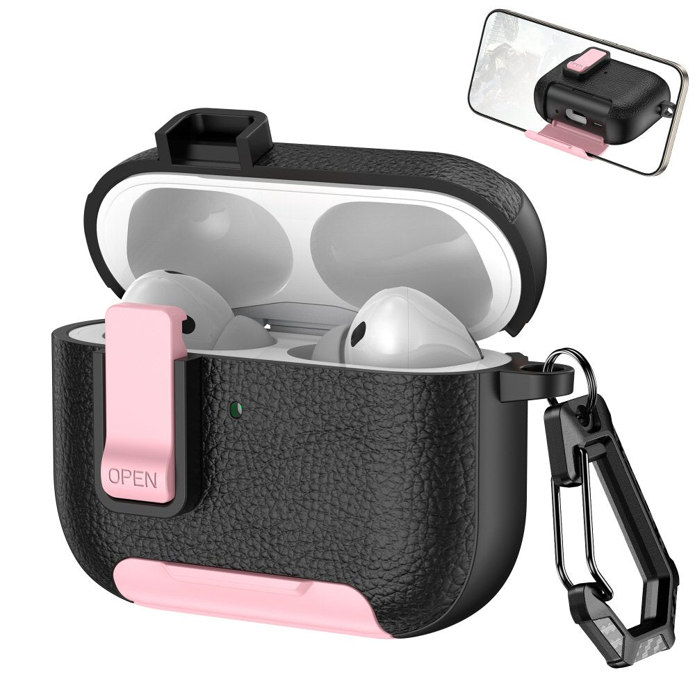 Case For AirPods Pro 3 3rd Gen with Secure Lock Clip Full-Body Shockproof Hard Protective Cover - Pink Case Cover FoneFunShop