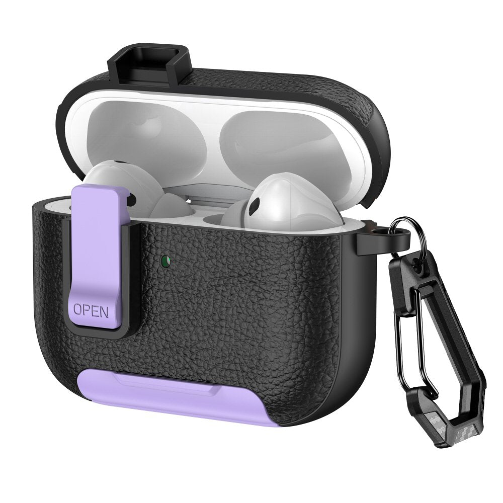 Case For AirPods Pro 3 3rd Gen with Secure Lock Clip Full-Body Shockproof Hard Protective Cover - Purple Case Cover FoneFunShop