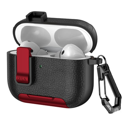 Case For AirPods Pro 3 3rd Gen with Secure Lock Clip Full-Body Shockproof Hard Protective Cover - Red Case Cover FoneFunShop