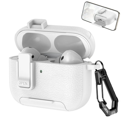 Case For AirPods Pro 3 3rd Gen with Secure Lock Clip Full-Body Shockproof Hard Protective Cover - White Case Cover FoneFunShop