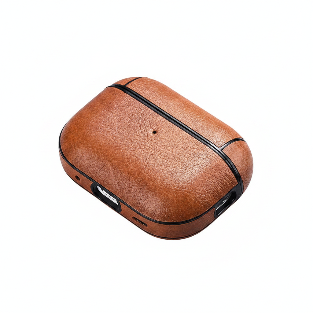 Case For Apple Airpods Pro 2 PU Leather Protection in Light Brown Case Cover FoneFunShop