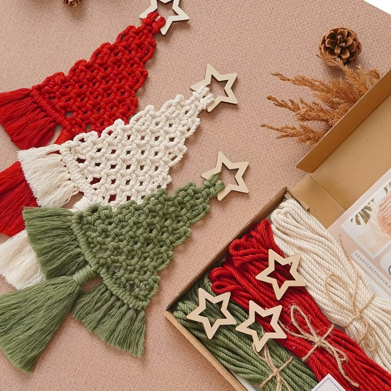 DIY Christmas Tree Craft Kit Handmade Ornaments Hanging Decorations - 3PCS