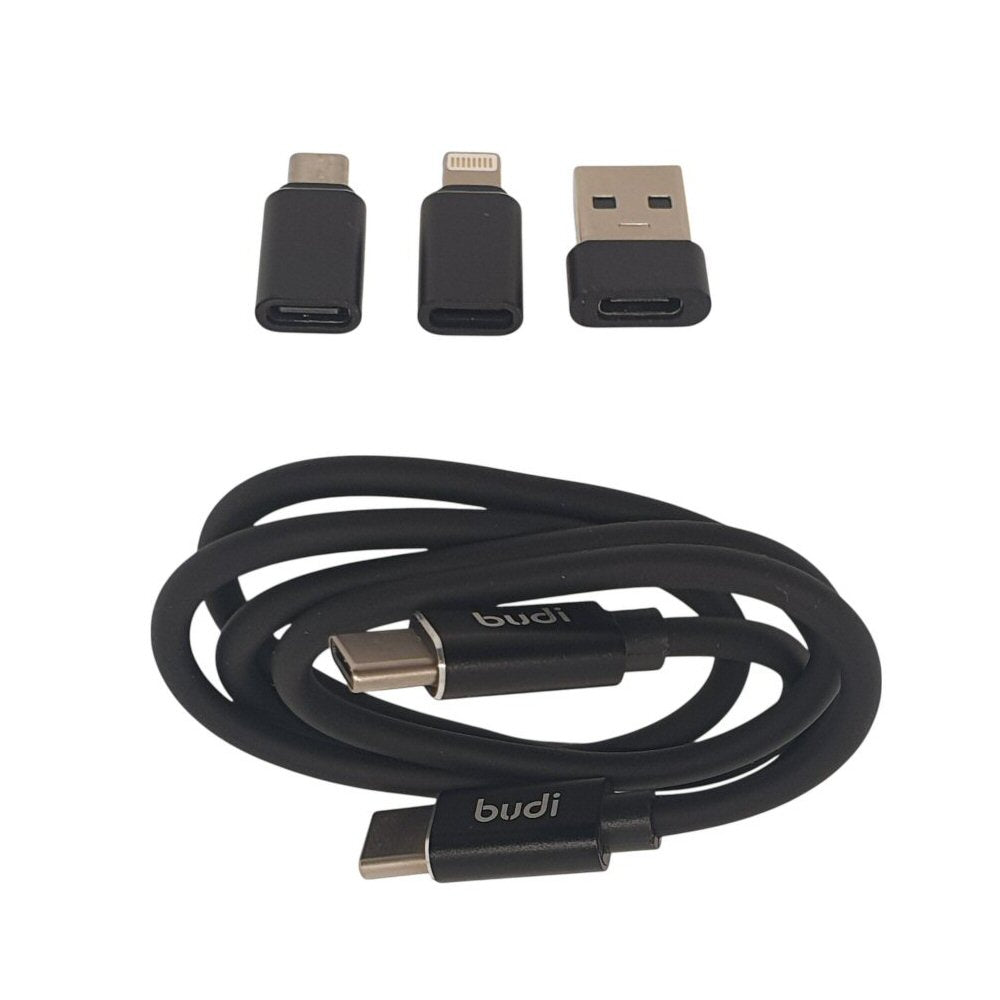 Budi USB-A 6in1 Cable For Phone Fast Charge Sync iPhone 8Pin - USB-C - Micro USB Cable FoneFunShop