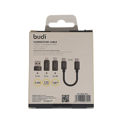 Budi USB-A 6in1 Cable For Phone Fast Charge Sync iPhone 8Pin - USB-C - Micro USB Cable FoneFunShop