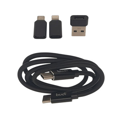 Budi USB-A 6in1 Cable For Phone Fast Charge Sync iPhone 8Pin - USB-C - Micro USB Cable FoneFunShop