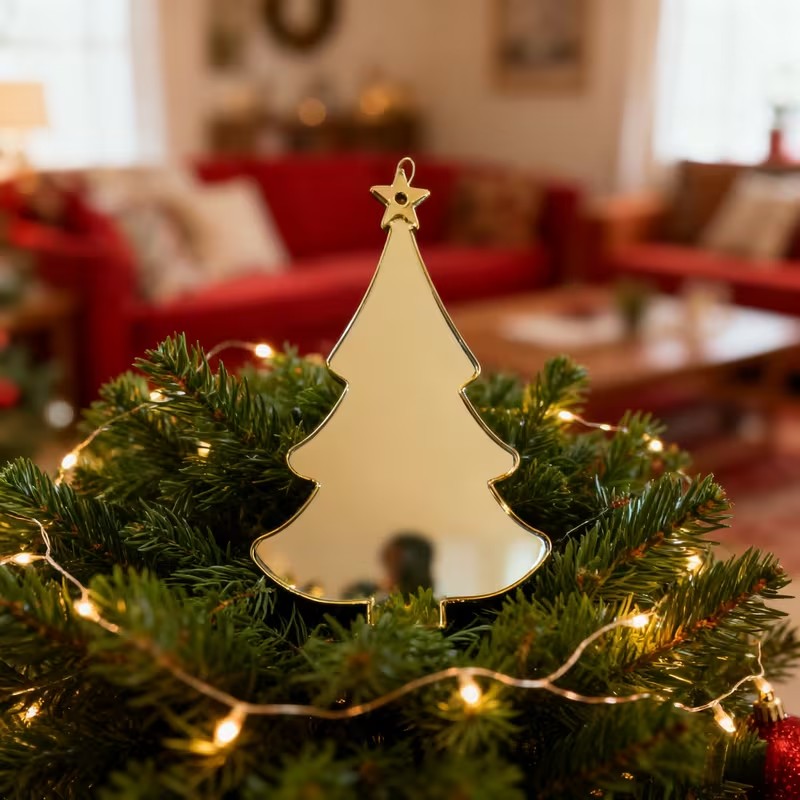 Golden Mirror Acrylic Christmas Tree Ornaments DIY Hanging Decorations - 20PCS Christmas FoneFunShop