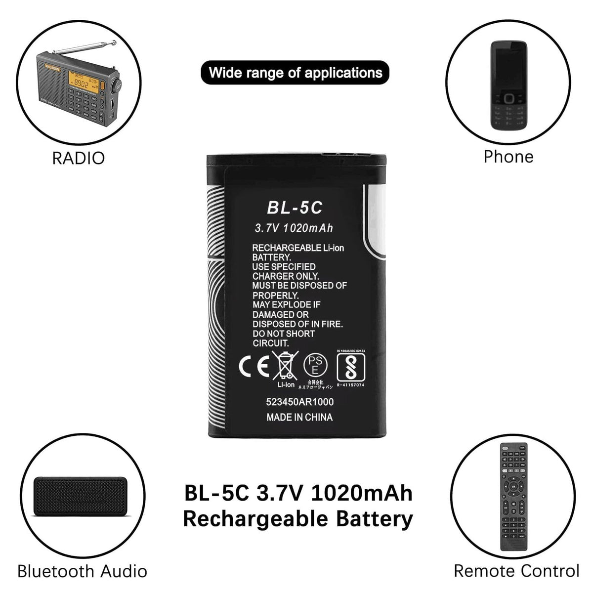 Battery for Nokia BL-5C 3.7V 1020mAh Battery FoneFunShop