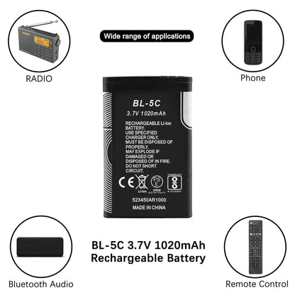 Battery for Nokia BL-5C 3.7V 1020mAh Battery FoneFunShop