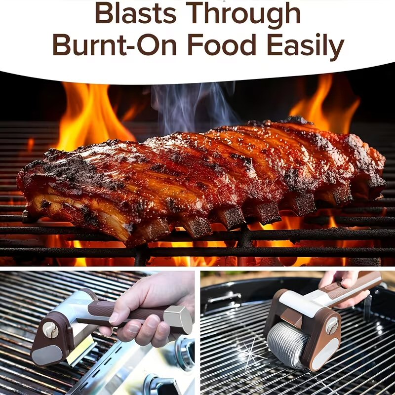 Electric BBQ Grill Brush, Cordless Rotary Cleaner with Detachable Brush 350RPM Motor