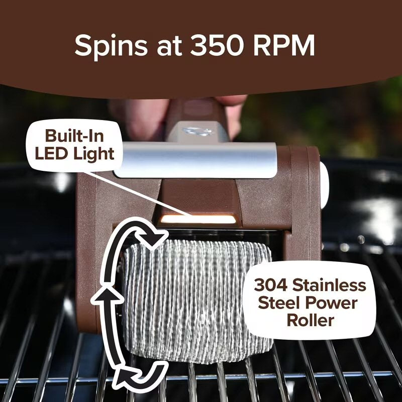 Electric BBQ Grill Brush, Cordless Rotary Cleaner with Detachable Brush 350RPM Motor