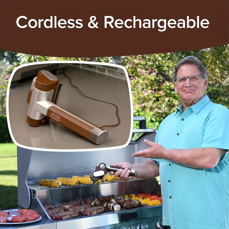 Electric BBQ Grill Brush, Cordless Rotary Cleaner with Detachable Brush 350RPM Motor