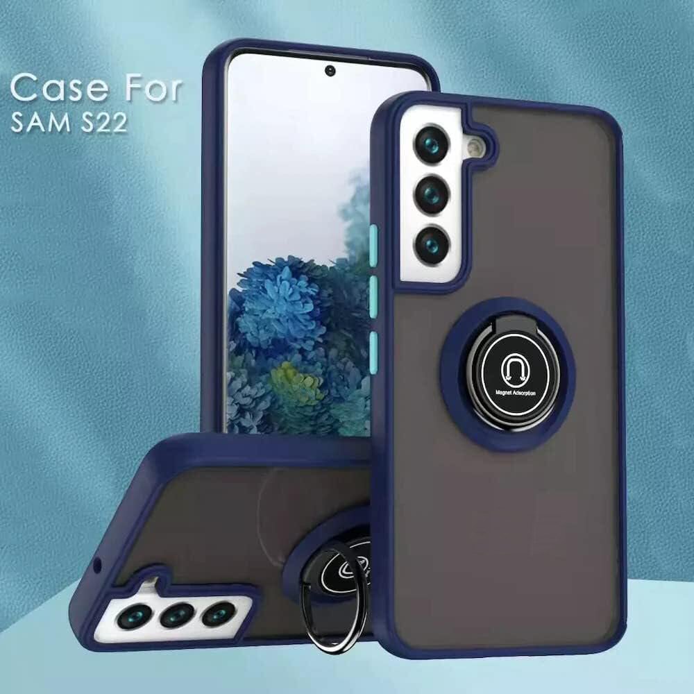 Case For Samsung S22 Plus Black Slimline Low Profile With Ring Holder Case Cover FoneFunShop