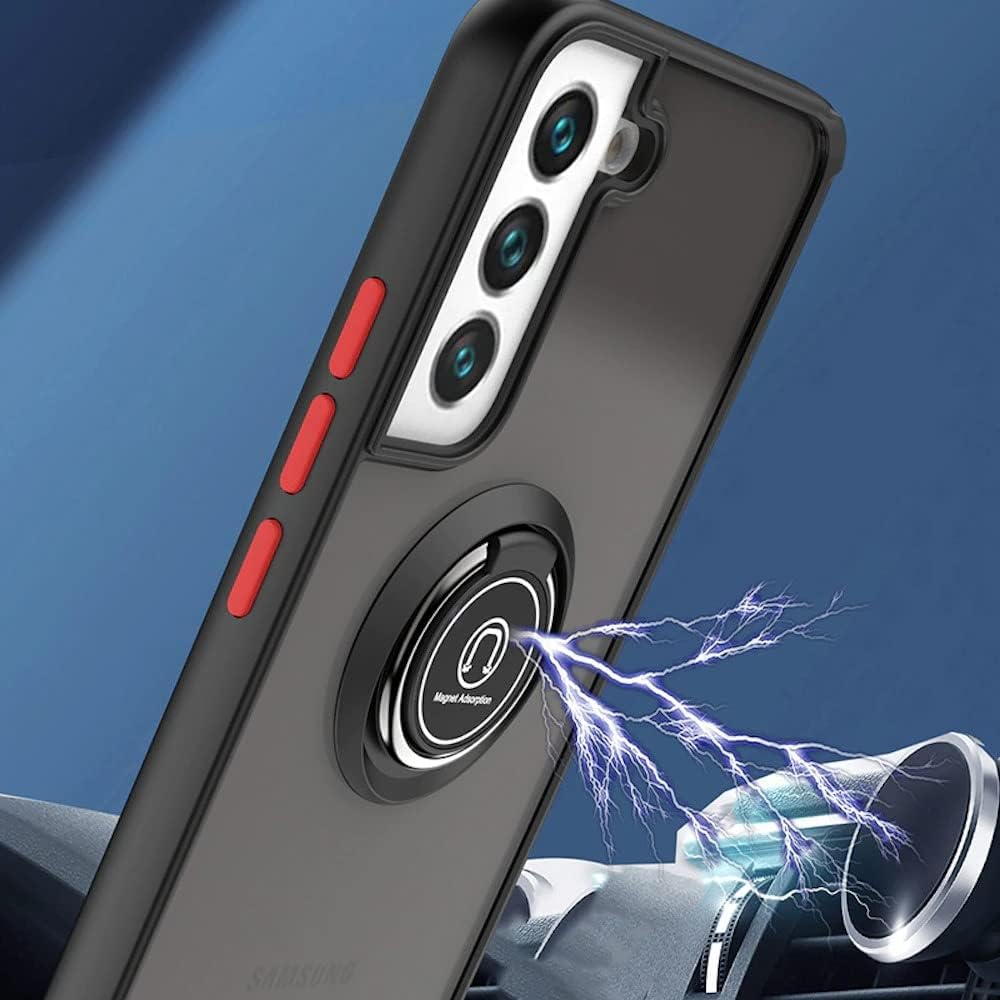 Case For Samsung S22 Plus Black Slimline Low Profile With Ring Holder Case Cover FoneFunShop