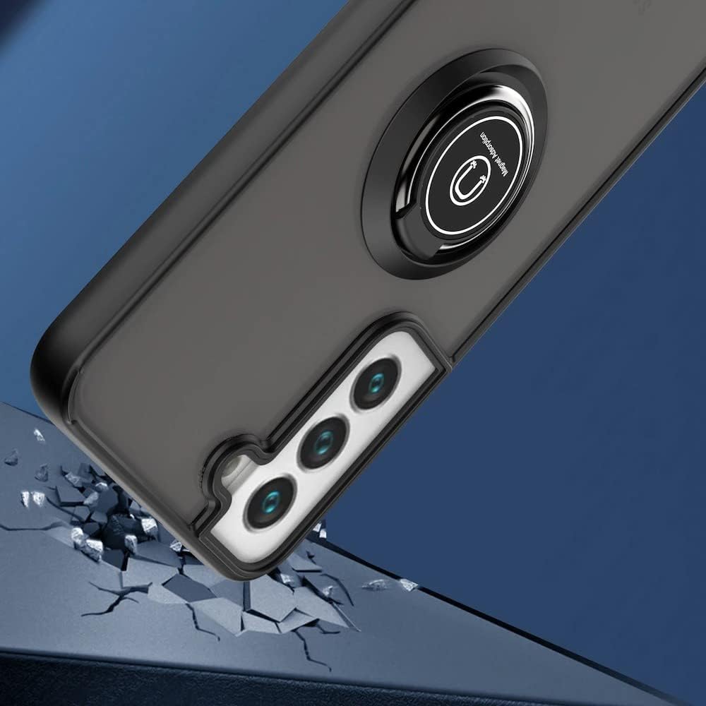 Case For Samsung S22 Plus Black Slimline Low Profile With Ring Holder Case Cover FoneFunShop