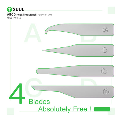 2UUL BG01 Reballing Stencil Set for iP 8 to 16 Pro Max Full 4 Piece A B C D Set Stencil FoneFunShop