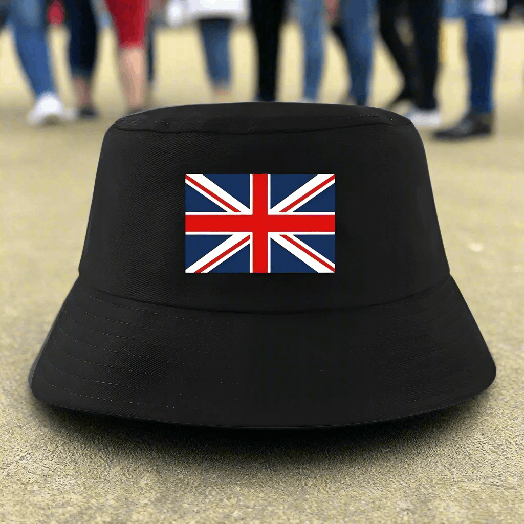 Bucket Hat British Flag Union Jack Black Hat FoneFunShop