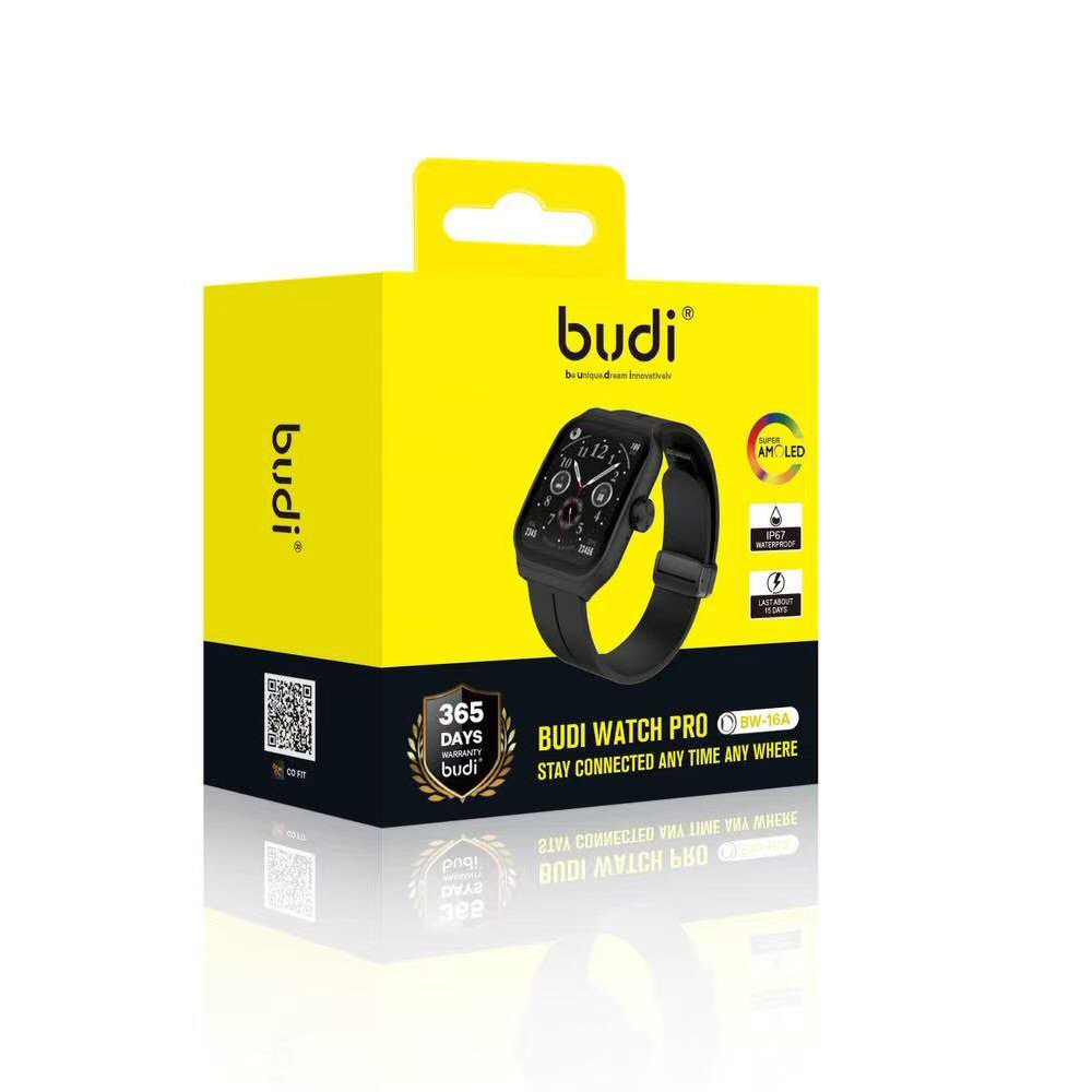 Budi Smart Watch 16A AMOLED 1.96 inch Display, IP67 Waterproof, Bluetooth 5.3