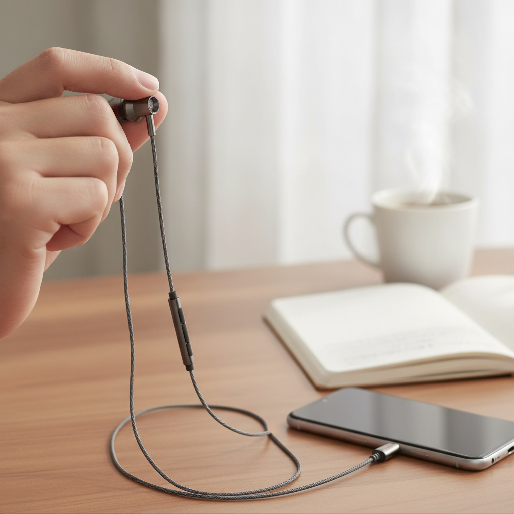 Budi EP79TB USB-C Metal Earphones True Sound with Mic 1.2M - in use 2