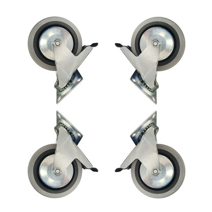 4 inch Wheel Swivel Trolley Caster Rubber with Brake 100mm On Plate 50kg Grey (Pack of 4 Wheels) Wheel FoneFunShop