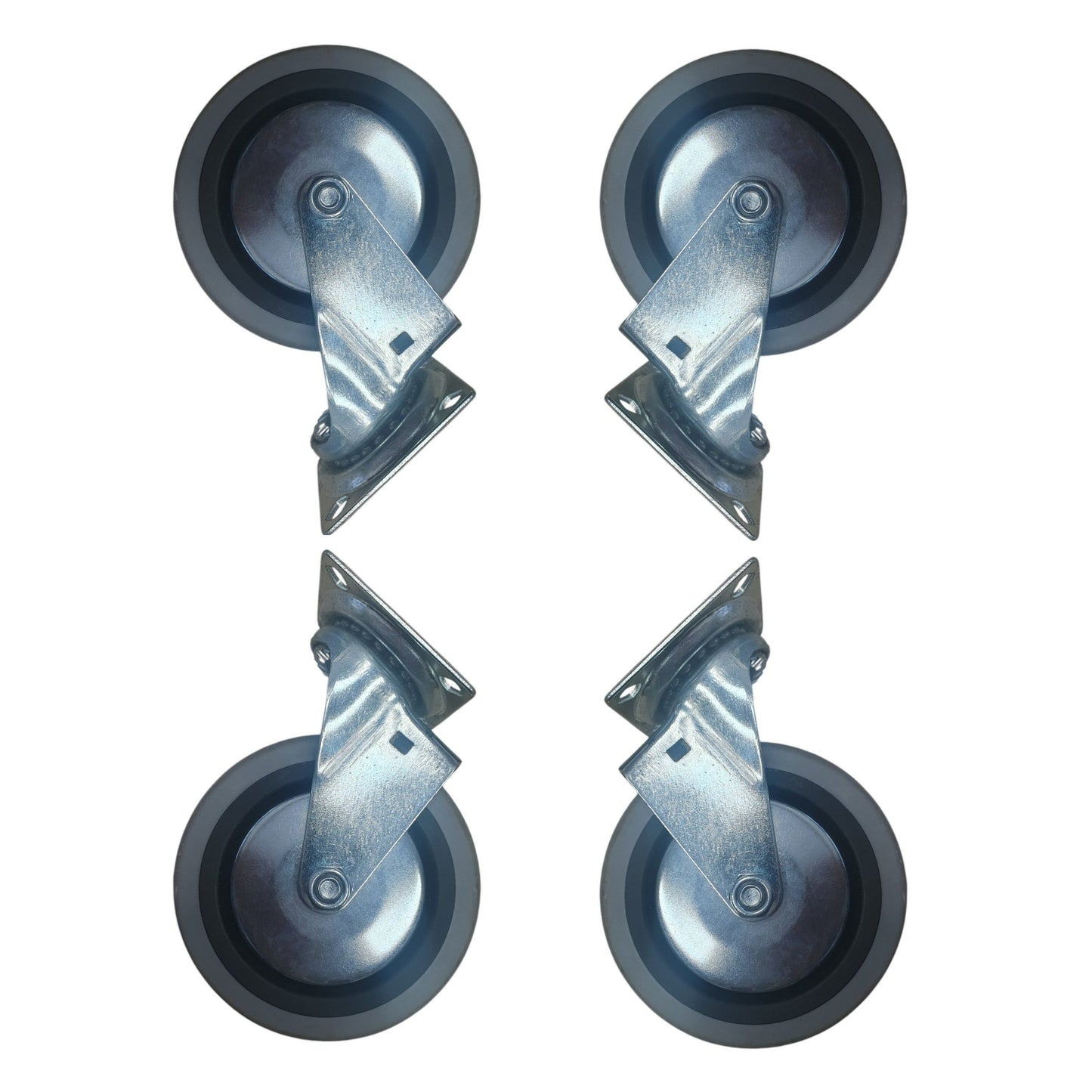 4 inch Wheel Swivel Trolley Caster Rubber 100mm On Plate 50kg Grey (Pack of 4 Wheels) Wheel FoneFunShop