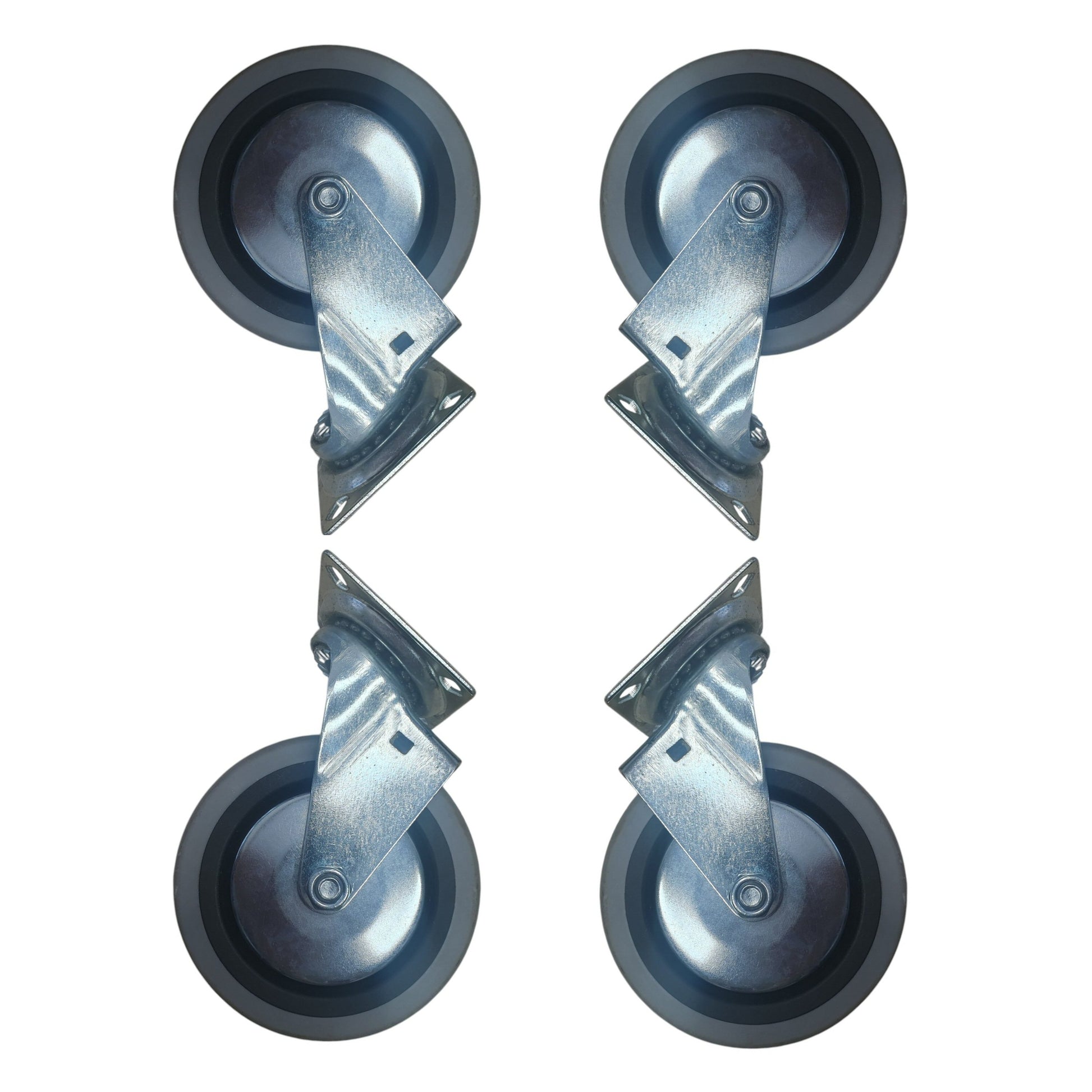 4 inch Wheel Swivel Trolley Caster Rubber 100mm On Plate 50kg Grey (Pack of 4 Wheels) Wheel FoneFunShop