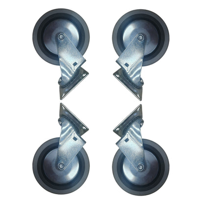 4 inch Wheel Swivel Trolley Caster Rubber 100mm On Plate 50kg Grey (Pack of 4 Wheels) Wheel FoneFunShop