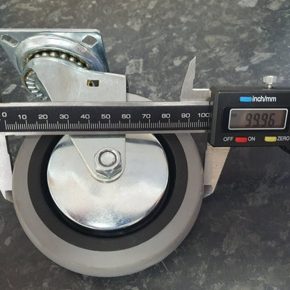 4 inch Wheel Swivel Trolley Caster Thermoplastic Rubber 100mm On Plate Grey Wheel FoneFunShop