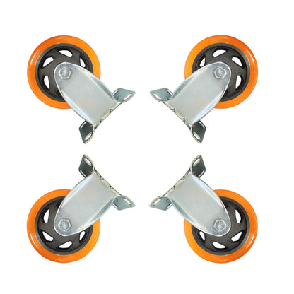 4 inch Wheel Fixed Trolley Caster Rubber 100mm on Plate Orange (Pack of 4) Wheel FoneFunShop