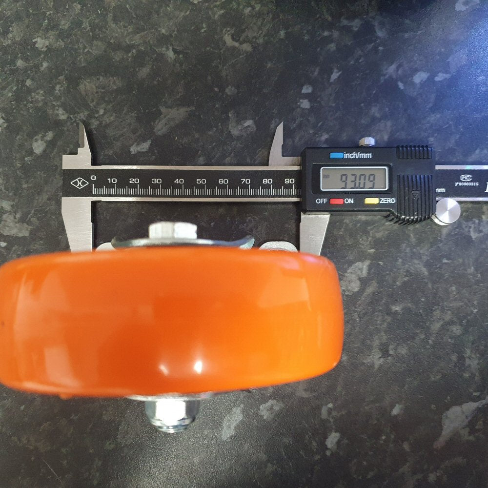 4 inch Wheel Fixed Trolley Caster Rubber 100mm on Plate Orange (Pack of 4) Wheel FoneFunShop