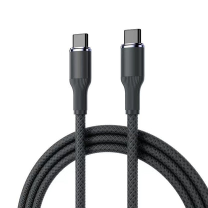 Type C to Type C 100W PD Fast Charge Braided Cable 1M Black Cable FoneFunShop