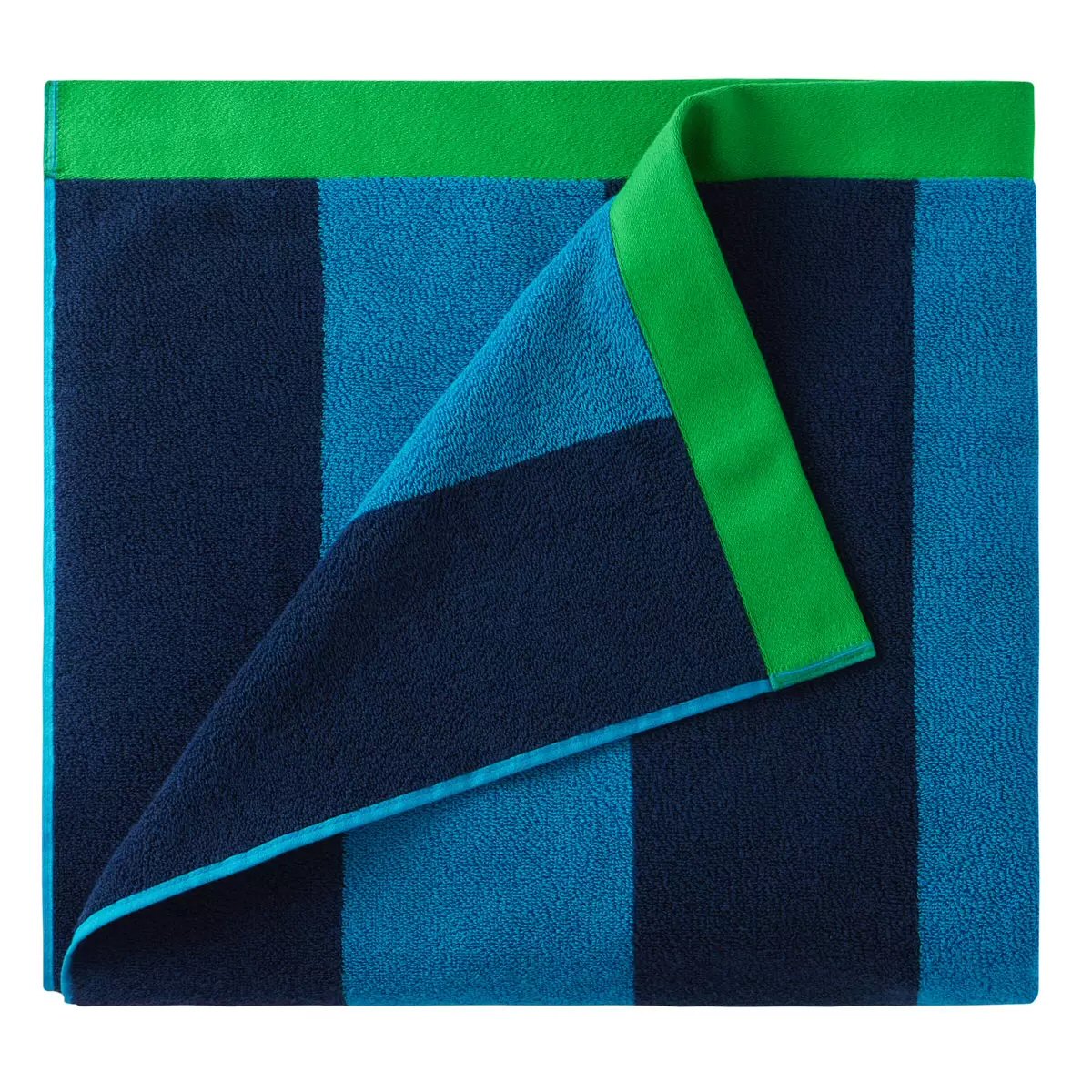 Large Beach Cabana Towel Oversized Striped Deckchair Design 91x172cm Blue Towel FoneFunShop