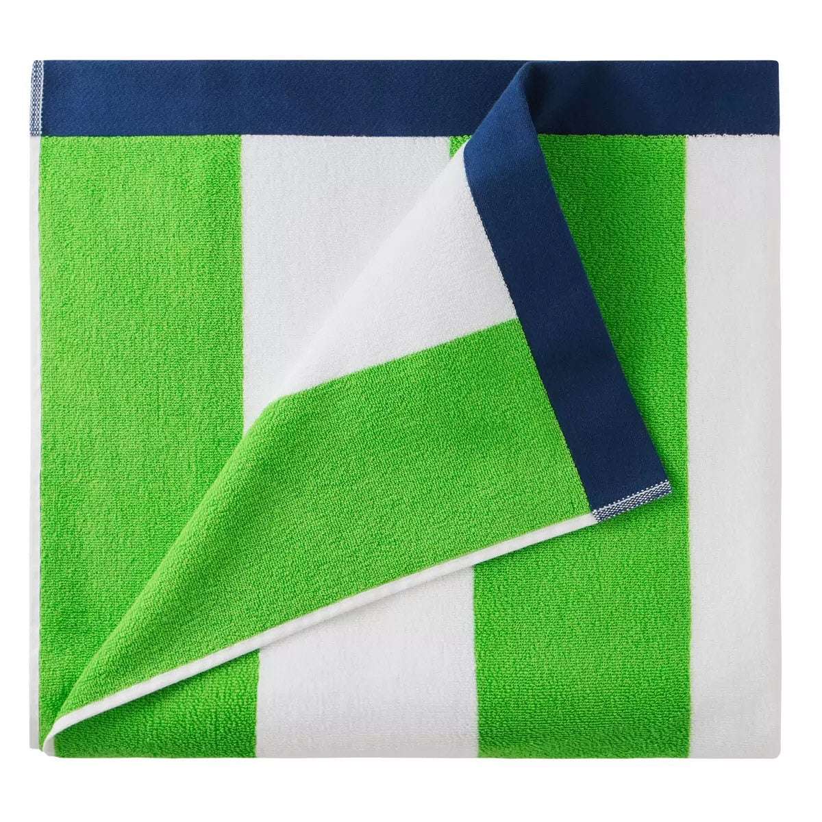 Large Beach Cabana Towel Oversized Striped Deckchair Design 91x172cm Green Towel FoneFunShop