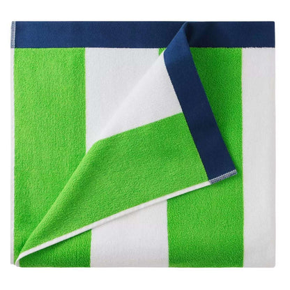 Large Beach Cabana Towel Oversized Striped Deckchair Design 91x172cm Green Towel FoneFunShop