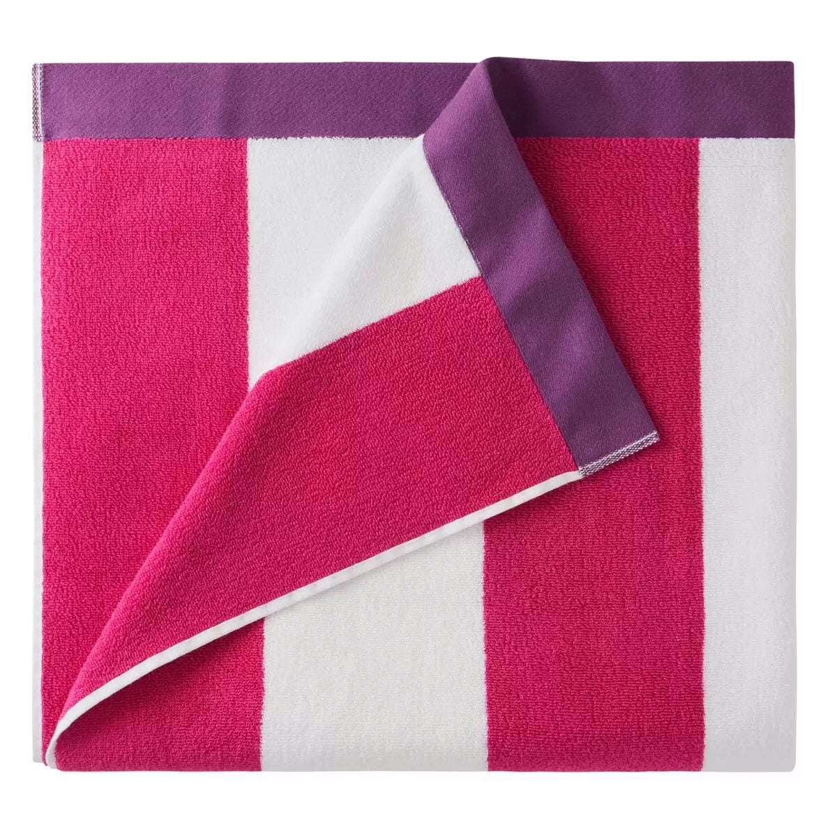 Large Beach Cabana Towel Oversized Striped Deckchair Design 91x172cm Pink Towel FoneFunShop