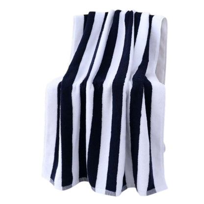100% Cotton Beach Towel Black and White Stripes Oversized Thick Bath Towel 76x180cm Towel FoneFunShop