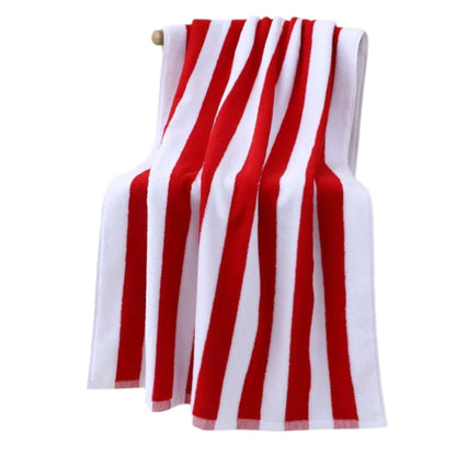 100% Cotton Beach Towel Red and White Stripes Oversized Thick Bath Towel 76x180cm Towel FoneFunShop