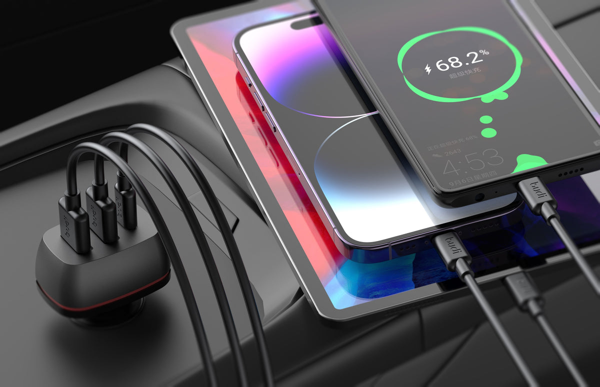 Budi Car Charger 3 Port 2 USB-A QC3.0 and USB-C PD 20W Zinc Alloy Car Charger FoneFunShop