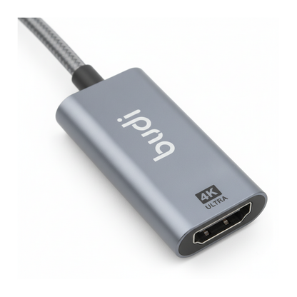 Budi USB-C to HDMI Adapter 4K 30Hz Aluminium Plug and Play Grey Adapter FoneFunShop