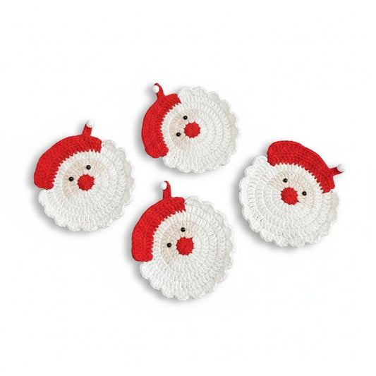 Handmade Crochet Christmas Coasters Holiday Table Decoration Drink Mats - 4PCS Christmas FoneFunShop