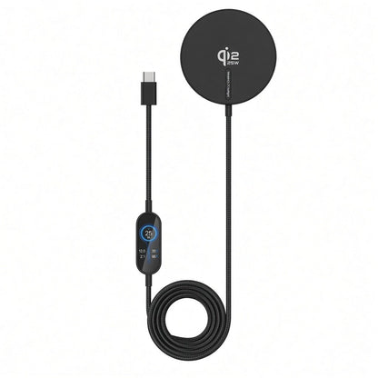 Fast Magnetic Wireless Charger For Phones and Wireless Pods Qi2 25W Black Wireless Charger FoneFunShop
