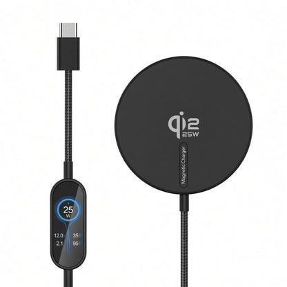 Fast Magnetic Wireless Charger For Phones and Wireless Pods Qi2 25W Black Wireless Charger FoneFunShop