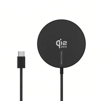 Fast Magnetic Wireless Charger For Phones and Wireless Pods Qi2 25W Black Wireless Charger FoneFunShop
