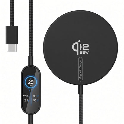 Fast Magnetic Wireless Charger For Phones and Wireless Pods Qi2 25W Black Wireless Charger FoneFunShop