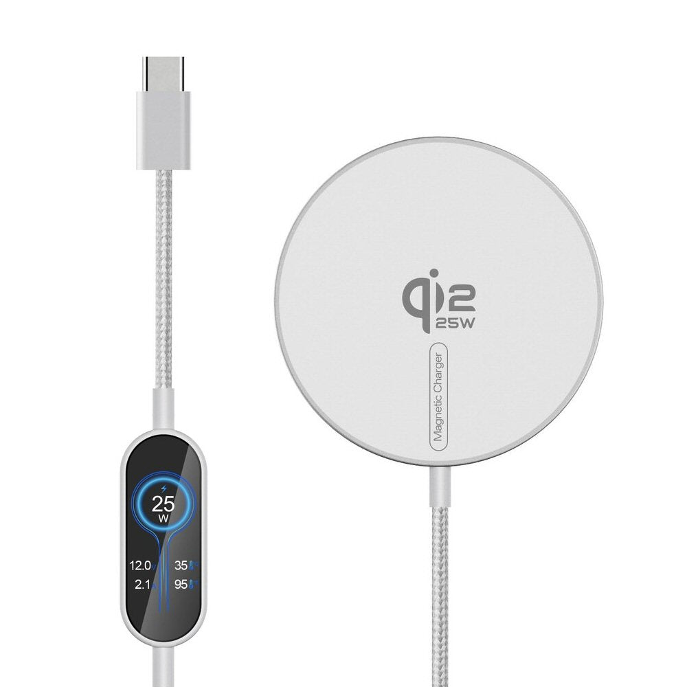 Fast Magnetic Wireless Charger For Phones and Wireless Pods Qi2 25W White Wireless Charger FoneFunShop